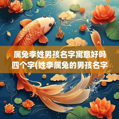 属兔李姓男孩名字寓意好吗四个字(姓李属兔的男孩名字)