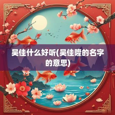 吴佳什么好听(吴佳隆的名字的意思)