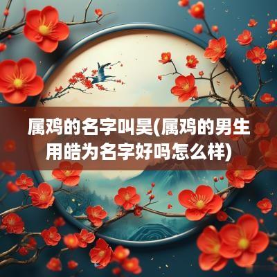 属鸡的名字叫昊(属鸡的男生用皓为名字好吗怎么样)