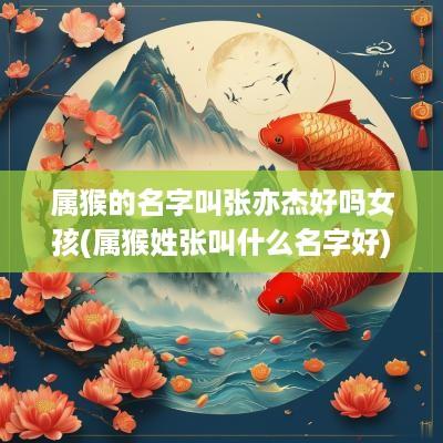 属猴的名字叫张亦杰好吗女孩(属猴姓张叫什么名字好)