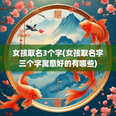 女孩取名3个字(女孩取名字三个字寓意好的有哪些)