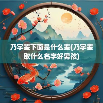 乃字辈下面是什么辈(乃字辈取什么名字好男孩)