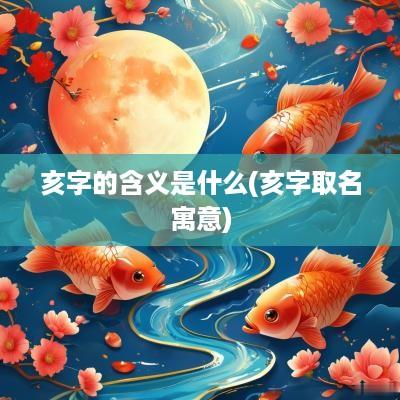 亥字的含义是什么(亥字取名寓意)