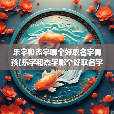 乐字和杰字哪个好取名字男孩(乐字和杰字哪个好取名字呢)