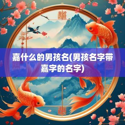 嘉什么的男孩名(男孩名字带嘉字的名字)
