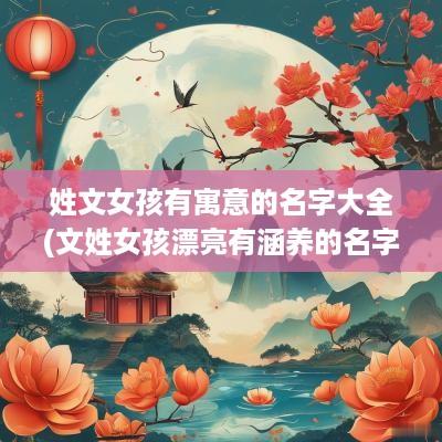 姓文女孩有寓意的名字大全(文姓女孩漂亮有涵养的名字)