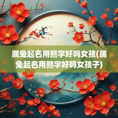 属兔起名用熙字好吗女孩(属兔起名用熙字好吗女孩子)