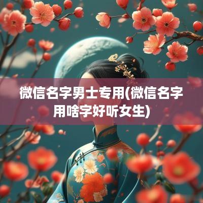 微信名字男士专用(微信名字用啥字好听女生)