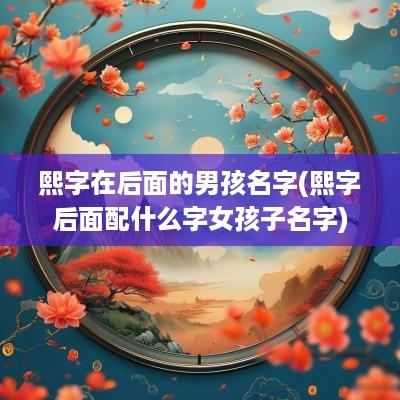 熙字在后面的男孩名字(熙字后面配什么字女孩子名字)