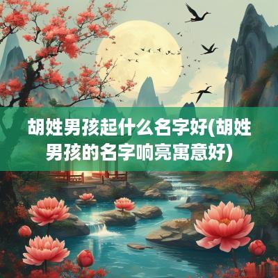 胡姓男孩起什么名字好(胡姓男孩的名字响亮寓意好)