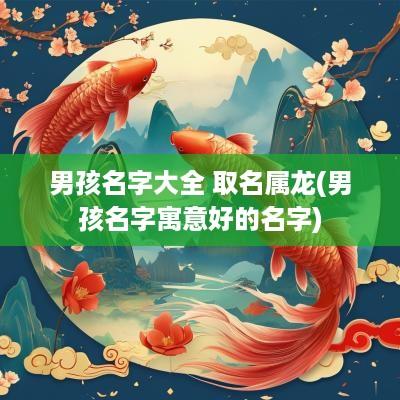 男孩名字大全 取名属龙(男孩名字寓意好的名字)