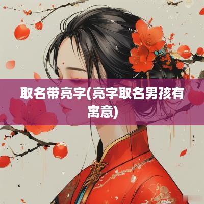 取名带亮字(亮字取名男孩有寓意)