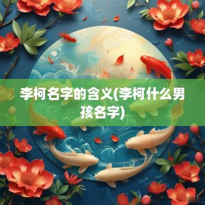 李柯名字的含义(李柯什么男孩名字)