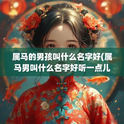 属马的男孩叫什么名字好(属马男叫什么名字好听一点儿)