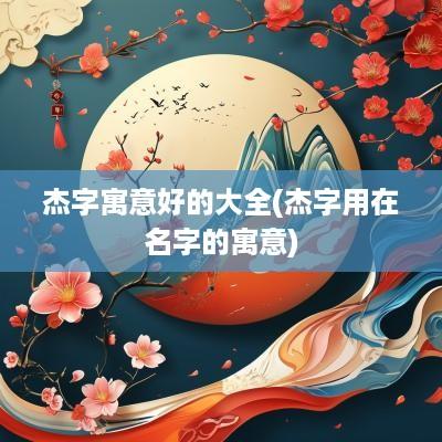 杰字寓意好的大全(杰字用在名字的寓意)