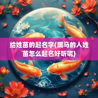 给姓苗的起名字(属马的人姓苗怎么起名好听呢)