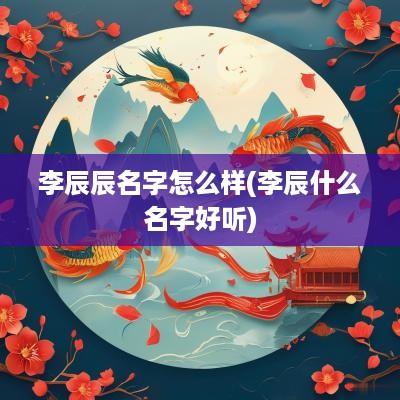 李辰辰名字怎么样(李辰什么名字好听)