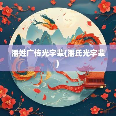 潘姓广传光字辈(潘氏光字辈)
