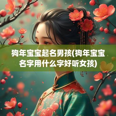 狗年宝宝起名男孩(狗年宝宝名字用什么字好听女孩)