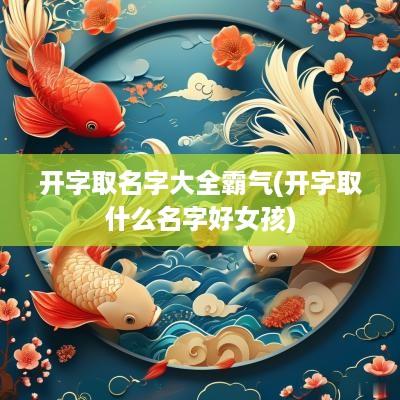 开字取名字大全霸气(开字取什么名字好女孩)