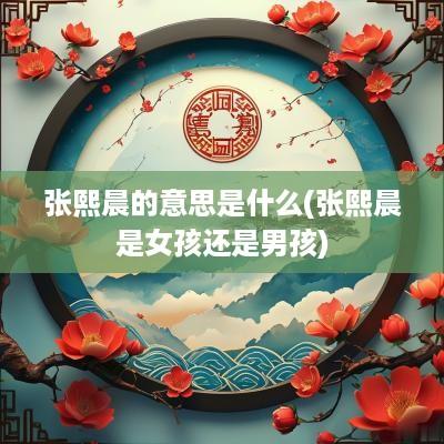 张熙晨的意思是什么(张熙晨是女孩还是男孩)