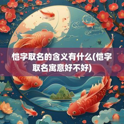 恺字取名的含义有什么(恺字取名寓意好不好)