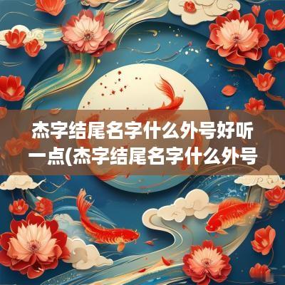 杰字结尾名字什么外号好听一点(杰字结尾名字什么外号好听呢)