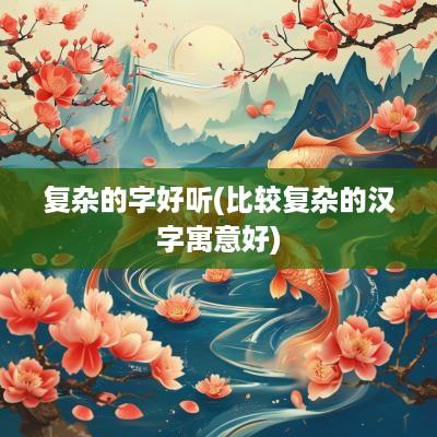 复杂的字好听(比较复杂的汉字寓意好)