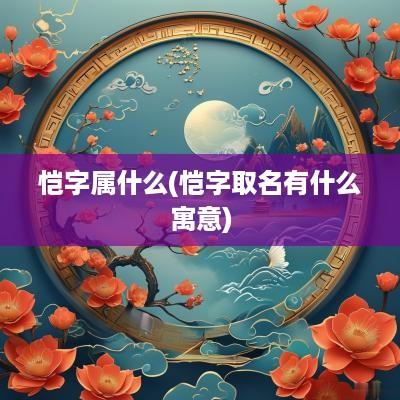恺字属什么(恺字取名有什么寓意)