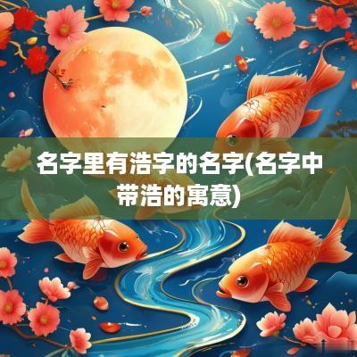名字里有浩字的名字(名字中带浩的寓意)