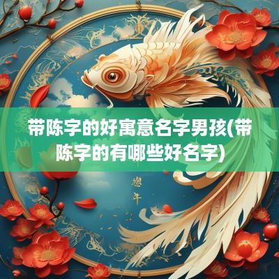 带陈字的好寓意名字男孩(带陈字的有哪些好名字)