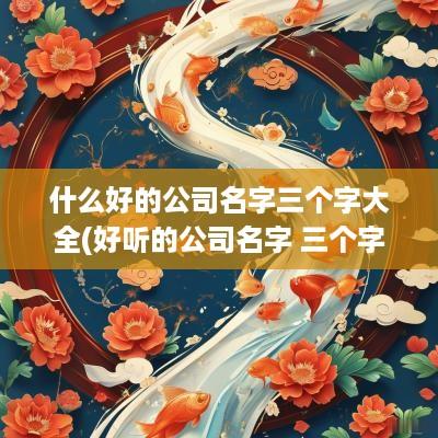 什么好的公司名字三个字大全(好听的公司名字 三个字)