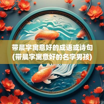 带晨字寓意好的成语或诗句(带晨字寓意好的名字男孩)
