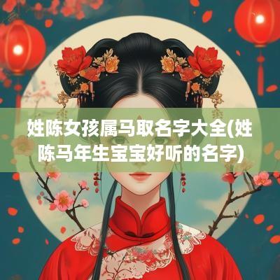 姓陈女孩属马取名字大全(姓陈马年生宝宝好听的名字)