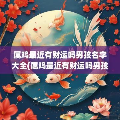 属鸡最近有财运吗男孩名字大全(属鸡最近有财运吗男孩名字怎么取)