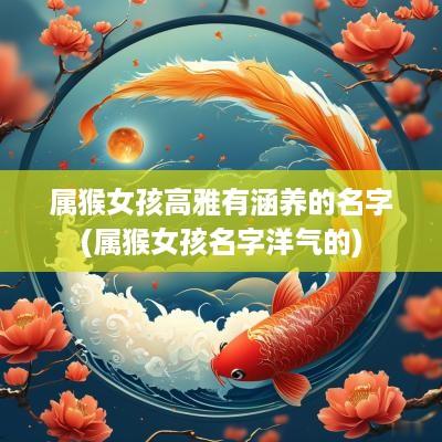 属猴女孩高雅有涵养的名字(属猴女孩名字洋气的)