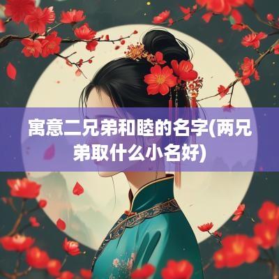 寓意二兄弟和睦的名字(两兄弟取什么小名好)