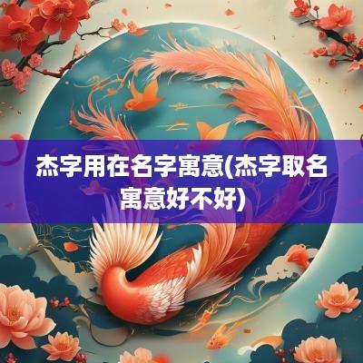 杰字用在名字寓意(杰字取名寓意好不好)
