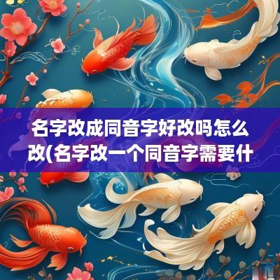 名字改成同音字好改吗怎么改(名字改一个同音字需要什么手续)