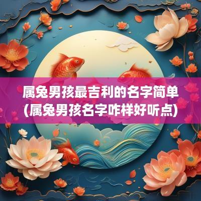 属兔男孩最吉利的名字简单(属兔男孩名字咋样好听点)