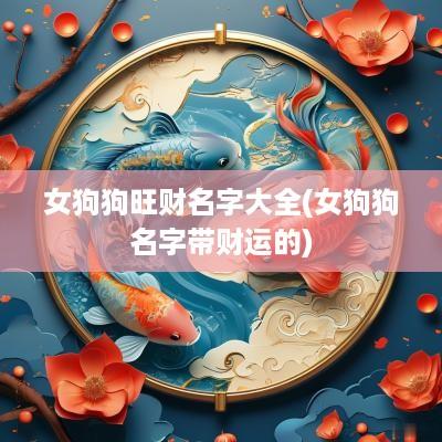 女狗狗旺财名字大全(女狗狗名字带财运的)