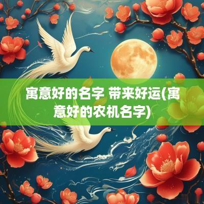 寓意好的名字 带来好运(寓意好的农机名字)