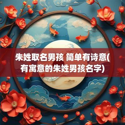 朱姓取名男孩 简单有诗意(有寓意的朱姓男孩名字)