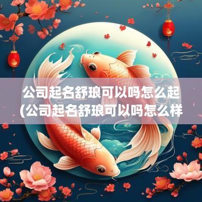 公司起名舒琅可以吗怎么起(公司起名舒琅可以吗怎么样)