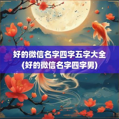 好的微信名字四字五字大全(好的微信名字四字男)