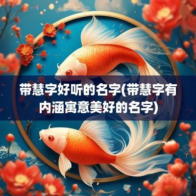 带慧字好听的名字(带慧字有内涵寓意美好的名字)