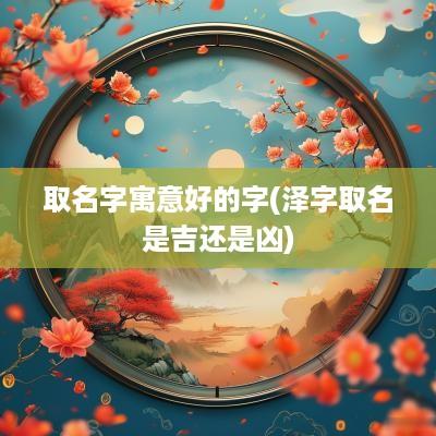 取名字寓意好的字(泽字取名是吉还是凶)