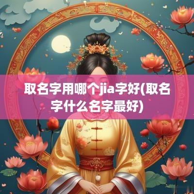 取名字用哪个jia字好(取名字什么名字最好)