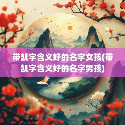 带凯字含义好的名字女孩(带凯字含义好的名字男孩)