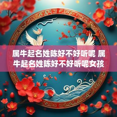 属牛起名姓陈好不好听呢 属牛起名姓陈好不好听呢女孩